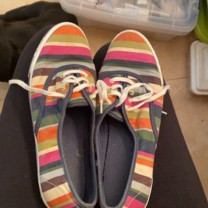 Adorable coach striped sneakers pink green navy